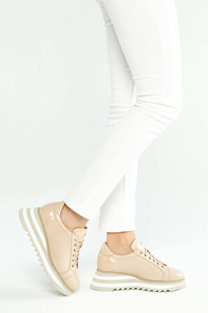 Tamer Tanca Kadın Hakiki Deri Bej Sneakers & Spor Ayakkabı 935 1820-6 BN AYK Y23 BEJ RGN