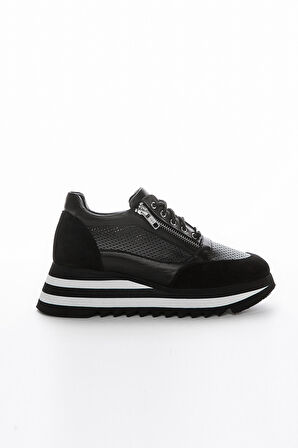 Valmenti İrene Kadın Siyah Hakiki Deri Sneakers & Spor Ayakkabı 935 1820-4 BN AYK Y23