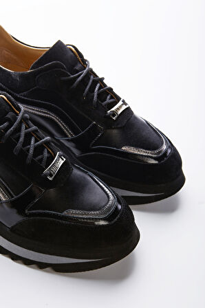 Valmenti Lucia Kadın Siyah Hakiki Deri Sneakers & Spor Ayakkabı 935 1820-3 BN AYK Y23