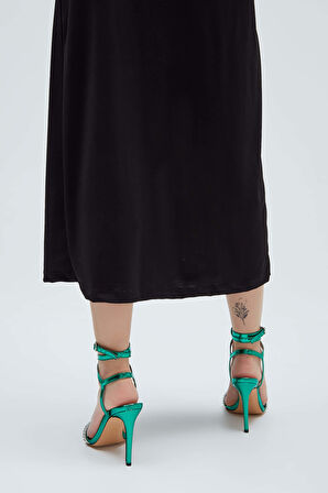 Tamer Tanca Kadın Vegan Yeşil Yılan Topuklu Sandalet 654 993 BN SNDLT Y23 YESIL YILAN