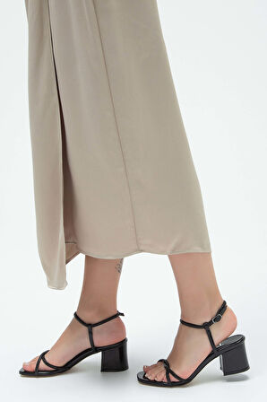 Tamer Tanca Kadın Vegan Siyah Rugan Topuklu Sandalet 292 02-1732 BN SNDLT Y23 SIYAH RGN