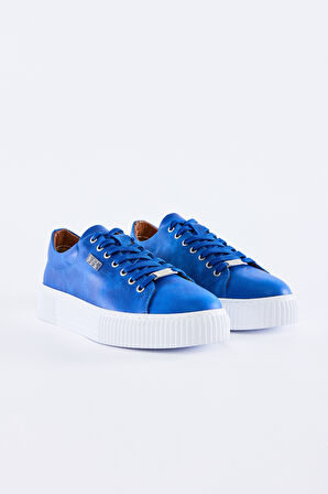 Valmenti Bosco Erkek Mavi Hakiki Deri Sneakers & Spor Ayakkabı 352 18375 ERK AYK Y23