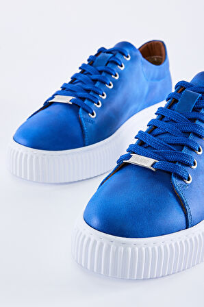 Valmenti Bosco Erkek Mavi Hakiki Deri Sneakers & Spor Ayakkabı 352 18375 ERK AYK Y23