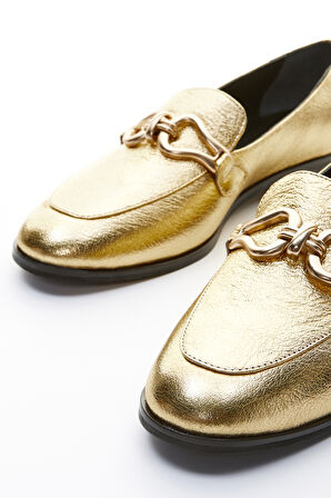 Valmenti Veronique Kadın Altın Hakiki Deri Loafer Ayakkabı 858 2231502 BN AYK Y23