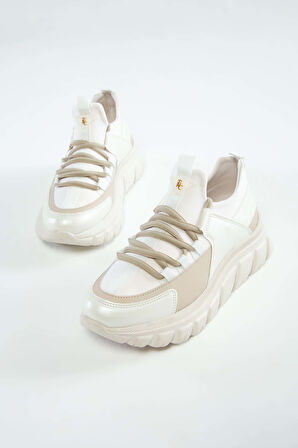 Tamer Tanca Kadın Vegan Beyaz Sneakers & Spor Ayakkabı 758 105505 BN AYK SK22/23 BEYAZ/BEJ