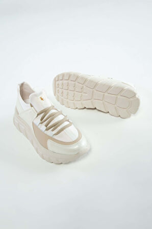 Tamer Tanca Kadın Vegan Beyaz Sneakers & Spor Ayakkabı 758 105505 BN AYK SK22/23 BEYAZ/BEJ