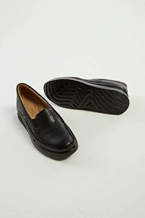 Tamer Tanca Kadın Hakiki Deri Siyah Deri Comfort Ayakkabı 824 3536 BN AYK Y23 SIYAH DR