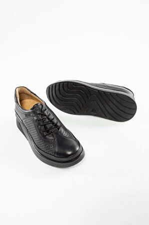 Tamer Tanca Kadın Hakiki Deri Siyah Deri Comfort Ayakkabı 824 3537 BN AYK Y23 SIYAH DR