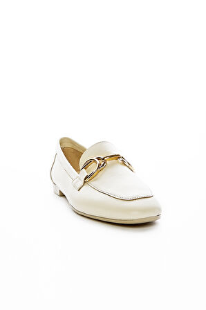 Valmenti Agathe Kadın Bej Hakiki Deri Loafer Ayakkabı 961 58-1 BN AYK Y23