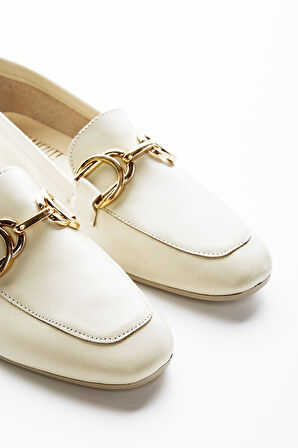 Valmenti Agathe Kadın Bej Hakiki Deri Loafer Ayakkabı 961 58-1 BN AYK Y23