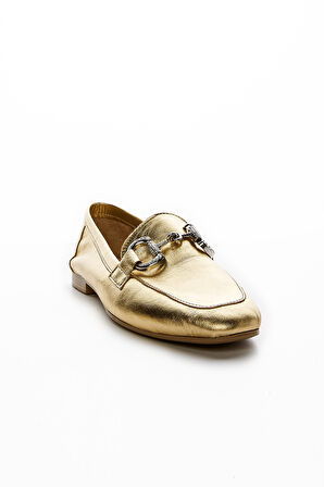 Valmenti Ester Kadın Altın Metalik Hakiki Deri Loafer Ayakkabı 961 55-1 BN AYK Y23