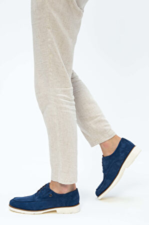 Tamer Tanca Erkek Hakiki Deri Mavi Süet Casual Ayakkabı 537 13199 ERK AYK Y23 BLUETTE SUET