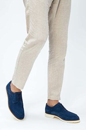 Tamer Tanca Erkek Hakiki Deri Mavi Süet Casual Ayakkabı 537 13199 ERK AYK Y23 BLUETTE SUET