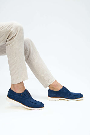 Tamer Tanca Erkek Hakiki Deri Mavi Süet Casual Ayakkabı 537 13199 ERK AYK Y23 BLUETTE SUET