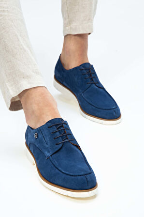 Tamer Tanca Erkek Hakiki Deri Mavi Süet Casual Ayakkabı 537 13199 ERK AYK Y23 BLUETTE SUET