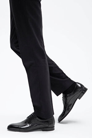 Tamer Tanca Erkek Hakiki Deri Siyah Klasik Ayakkabı 183 26452 ERK AYK Y23 SYH BFL/SYH YLN