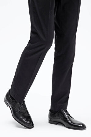 Tamer Tanca Erkek Hakiki Deri Siyah Klasik Ayakkabı 183 26452 ERK AYK Y23 SYH BFL/SYH YLN