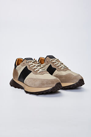 Valmenti Agatho Erkek Bej\Siyah Deri Sneakers & Spor Ayakkabı 383 5630 ERK AYK Y23