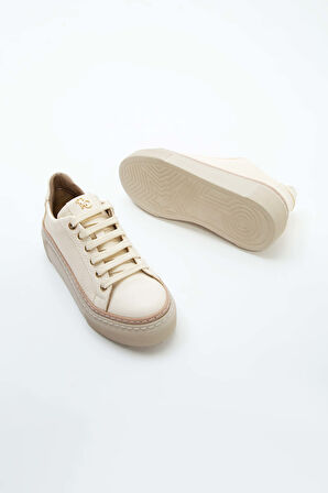 Tamer Tanca Kadın Hakiki Deri Bej Sneakers & Spor Ayakkabı 937 5022-09 BN AYK Y23 BEJ FLOTER