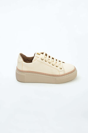 Tamer Tanca Kadın Hakiki Deri Bej Sneakers & Spor Ayakkabı 937 5022-09 BN AYK Y23 BEJ FLOTER