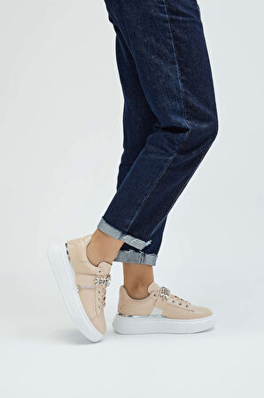 Tamer Tanca Kadın Vegan Bej Sneakers & Spor Ayakkabı 804 3005-95 BN AYK Y23 BEJ