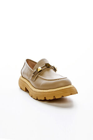 Valmenti Zeta Kadın Vizon Hakiki Deri Loafer Ayakkabı 33 1020-T BN AYK Y23