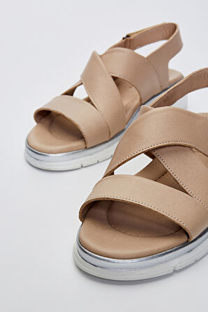 Valmenti Pauline Kadın Bej Hakiki Deri Sandalet 850 2312 BN SNDLT Y23