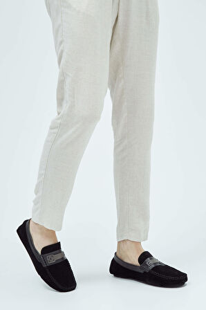 Tamer Tanca Erkek Hakiki Deri Siyah Süet Loafer Ayakkabı 355 14009 ERK AYK Y23 SIYAH SUET