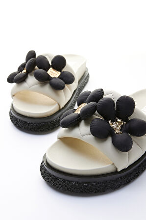 Valmenti Marjolaina Kadın Bej Hakiki Deri Düz Terlik 973 068 BN TRLK Y23