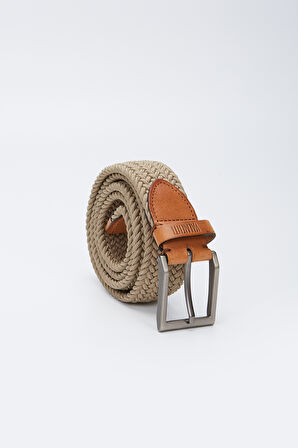 Valmenti Erkek Bej Deri & Tekstil Casual Kemer 483 339830-V ERK KMR Y23