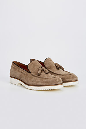 Valmenti Ottone Erkek Bej Süet Hakiki Deri Loafer Ayakkabı 537 3205-VAL ERK AYK Y23