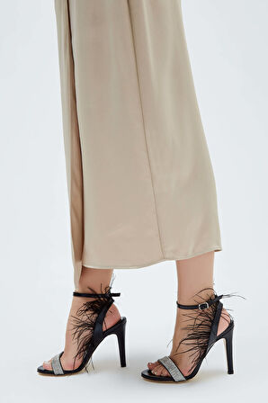 Tamer Tanca Kadın Vegan Siyah Topuklu Sandalet 828 8223 BN SNDLT Y23 SIYAH MTLK