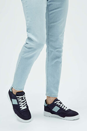 Tamer Tanca Erkek Hakiki Deri Lacivert Sneakers & Spor Ayakkabı 698 1052-2 ERK AYK Y23 LACI NBK/BB MAVI