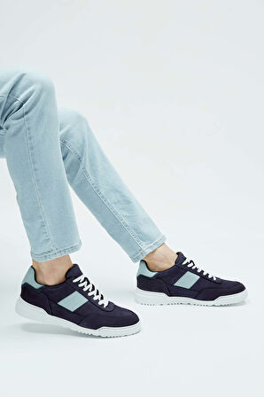 Tamer Tanca Erkek Hakiki Deri Lacivert Sneakers & Spor Ayakkabı 698 1052-2 ERK AYK Y23 LACI NBK/BB MAVI