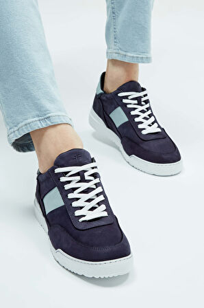 Tamer Tanca Erkek Hakiki Deri Lacivert Sneakers & Spor Ayakkabı 698 1052-2 ERK AYK Y23 LACI NBK/BB MAVI