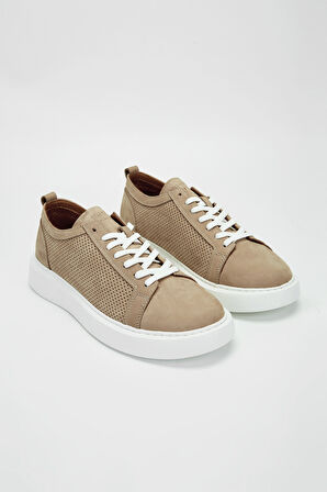 Valmenti Leo Erkek Bej Nubuk Hakiki Deri Sneakers & Spor Ayakkabı 04 3502 ERK AYK Y23
