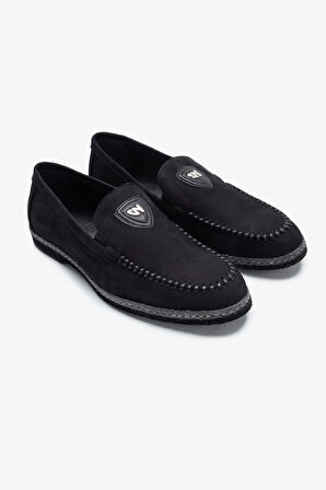 Giampiero Nicola Stephan Erkek Siyah Nubuk Hakiki Deri Loafer Ayakkabı 664 L40262 ERK AYK Y23