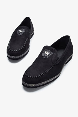 Giampiero Nicola Stephan Erkek Siyah Nubuk Hakiki Deri Loafer Ayakkabı 664 L40262 ERK AYK Y23