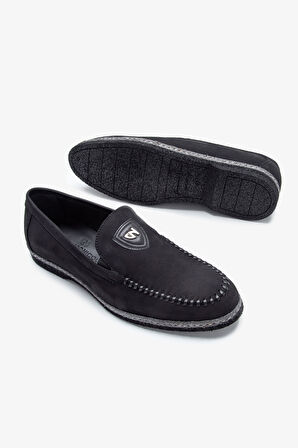 Giampiero Nicola Stephan Erkek Siyah Nubuk Hakiki Deri Loafer Ayakkabı 664 L40262 ERK AYK Y23