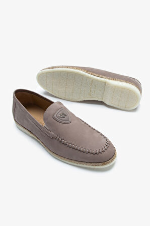Giampiero Nicola Stephan Erkek Bej Nubuk Hakiki Deri Loafer Ayakkabı 664 L40262 ERK AYK Y23