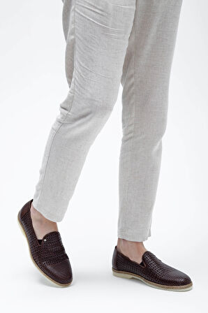 Giampiero Nicola Erkek Hakiki Deri Kahverengi Loafer Ayakkabı 664 L40233C ERK AYK Y23 BROWN