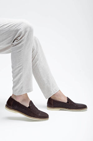 Giampiero Nicola Erkek Hakiki Deri Kahverengi Loafer Ayakkabı 664 L40233C ERK AYK Y23 BROWN