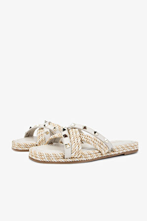 Valmenti Capella Kadın Bej Hakiki Deri Düz Terlik 457 C-202 BN TRLK Y23