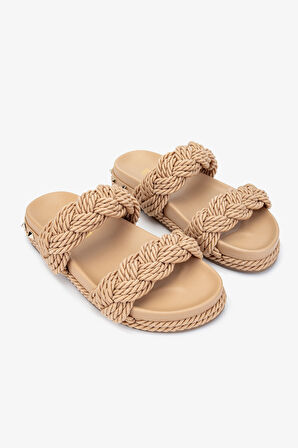 Valmenti Larissa Kadın Nude Hakiki Deri Düz Terlik 457 C-1992 BN TRLK Y23