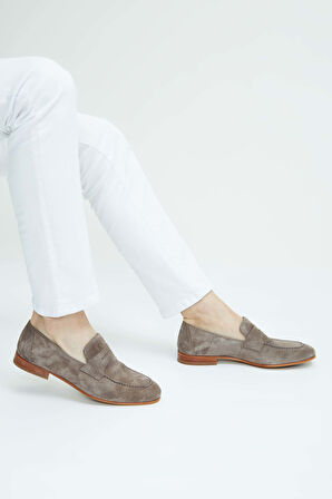 Tamer Tanca Erkek Hakiki Deri Kahverengi Loafer Ayakkabı 183 27305 ERK AYK SK23/24 TAUPE SUET