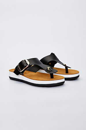 Valmenti Selda Kadın Siyah Hakiki Deri Düz Terlik 985 23-4408 BN TRLK Y23