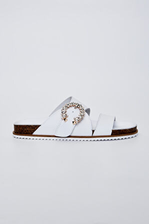 Valmenti Mita Kadın Beyaz Deri Terlik 985 23-6202 BN TRLK Y23