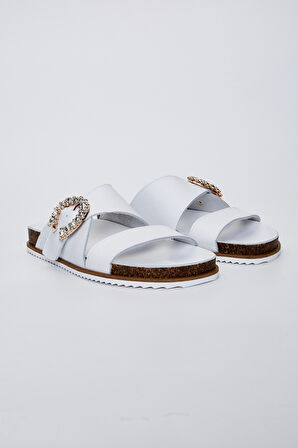 Valmenti Mita Kadın Beyaz Deri Terlik 985 23-6202 BN TRLK Y23