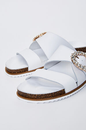 Valmenti Mita Kadın Beyaz Deri Terlik 985 23-6202 BN TRLK Y23