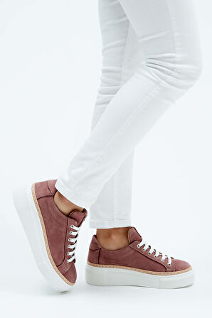 Tamer Tanca Kadın Hakiki Deri Gül Kurusu Nubuk Sneakers & Spor Ayakkabı 937 5022-10 BN AYK Y23 GULKURUSU NBK